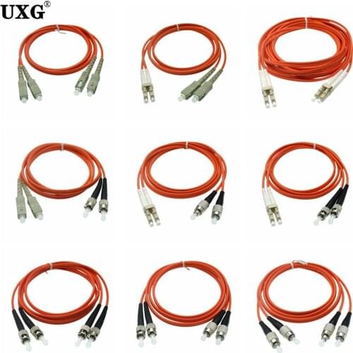 10000M Multimode Core Fiber Jumper Dual LC SC FC To Double LC FC ST SC Fiber Patch Cord Jumper Cable 3MM Duplex Multi Mode Optic