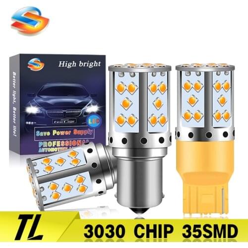 YSY 2pcs T20 Led Canbus 3030 LED T20 W21W 1156 7507 BAU15S LED Bulbs No Hyper Flash Amber Yellow For Turn Signal Lights