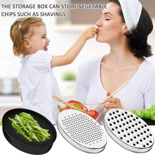 2pcs/set Multipurpose Grater With Food Storage Ellipse Double-sided Grinder Vegetables Kitchen Box For Ginger Cheese Lid J6V2