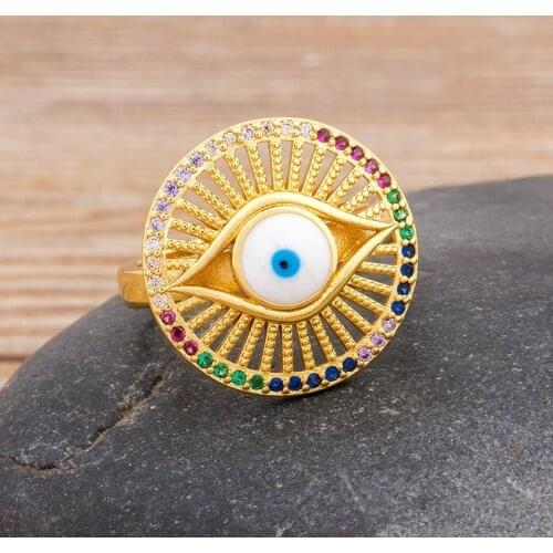 2020 New Style Vintage 4 Colors Choice Evil Eye Rings For Women Ladies Gold Fingers Ring Jewelry Charm Copper CZ Birthday Gift