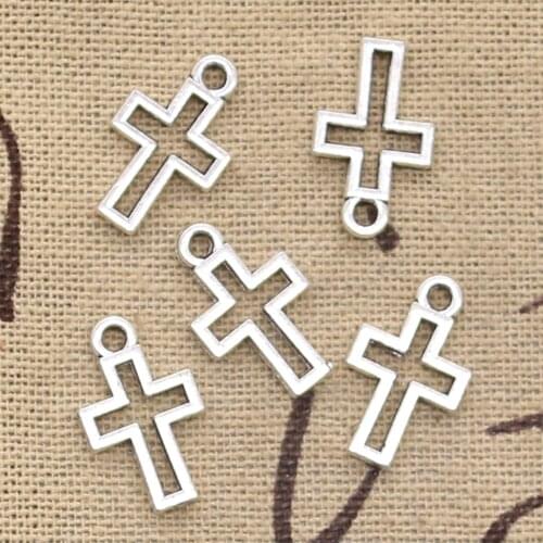 30pcs Charms Hollow Lovely Cross 17x10mm Antique Making Pendant fit,Vintage Tibetan Silver color,DIY Handmade Jewelry