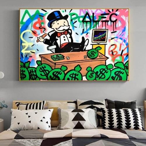 Alec Monopoly Rich Money Man Canvas Painting Modern Posters and Prints Wall Art Picture for Living Room Home Decoration Cuadros