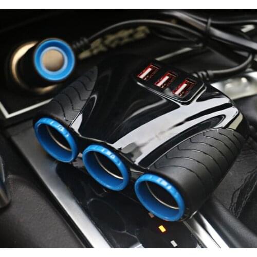 12v-24v Car Charger Cigarette Lighter Adapter Socket Splitter 3.1A Output Power 3 USB Car Charger For Iphone Samsung