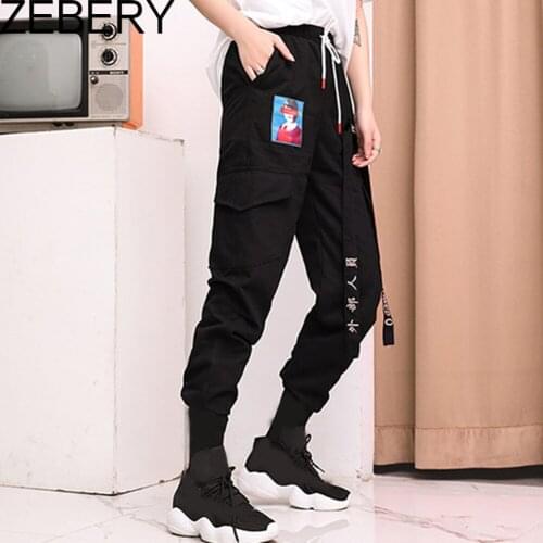 ZEBERY Big Pockets Cargo pants women High Waist Loose Streetwear pants Baggy Tactical Trouser hip hop high quality joggers pants