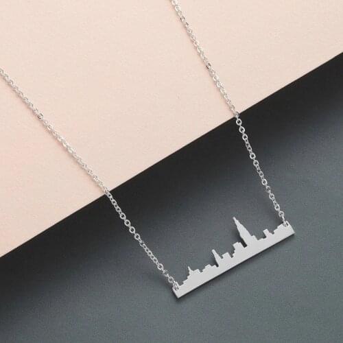 Chandler New York Skyline Pendant Necklace NewYork Cityscape Necklaces For Women Dream City Titanium steel Colier Sweater Choker