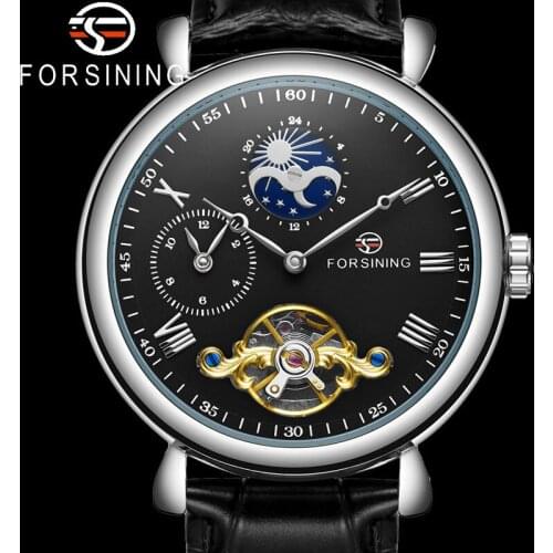 FORSINING Tourbillon Automatic Mechanical Men Wristwatch Military Sport Male Clock Top Brand Real Leather Luxury Man Watch 8212