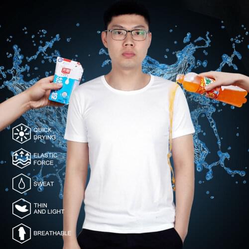 Breathable Antifouling Quick Dry Top Short Sleeve T Shirt Men Waterproof Men T Shirt Creative Hydrophobic Stainproof