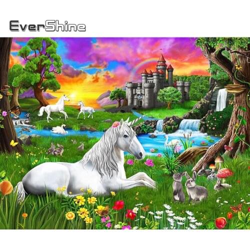 Evershine Diamond Painting Horse 5D DIY Full Square Diamond Mosaic Forest Animals Picture Of Rhinestones Embroidery Crafts