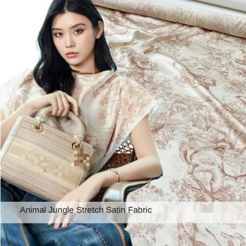 Brand Classic Tiger Jungle Digital Printing 100% Polyester Stretch Satin Garment Design Sewing Fabric For Dress Shirt Scarf
