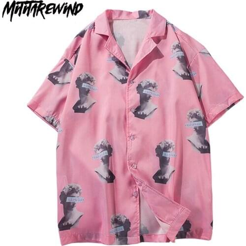 Hawaiian Shirts Men Summer Beach Shirts Michelangelo Statue David Print Hip Hop Streetwear Funny Short Sleeve Aloha Shirts