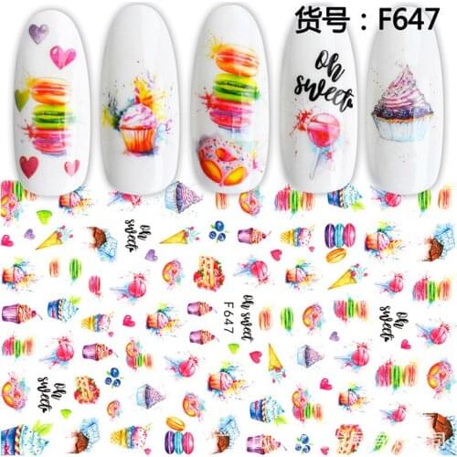 Cake Ice Cream adhesive 3d nail sticker foil for nails art decoration cute cartoon designs nail decals manicure supplies tool