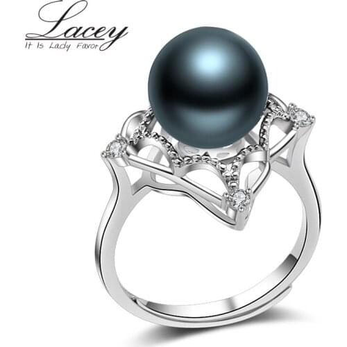 10-11mm natural tahitian pearl seawater black rings 925 sterling silver ring for women christmas gifts