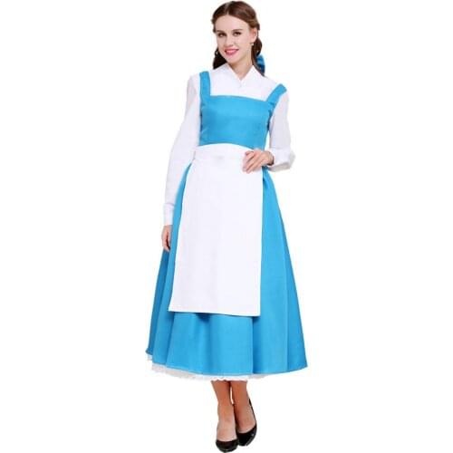 Adult Belle Maid Costume Dress Adult Princess Dress Halloween Costume Cosplay