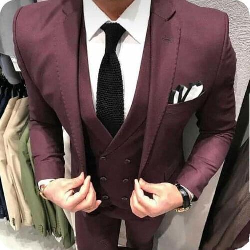 Handsome Groomsmen Notch Lapel Groom Tuxedos Mens Wedding Dress Man Jacket Blazer Prom Dinner (Jacket+Pants+Tie+Vest) A321