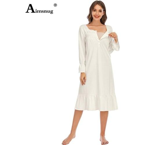 Aimsnug 2020 Summer Ladies Elegant V-neck Mid-Calf Dress Patchwork Home Dresses Plus size Women Casual White Long Dress Femme