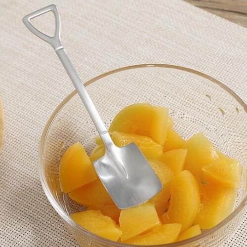 Stainless Steel Shovel Spoon Ice Cream Cake Spoon Dessert Tea Coffee Spoons Retro Cute Square Head Spoon Kitchen Tableware