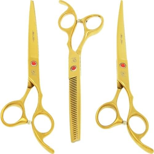7.0" Professional Pet Grooming Scissors Dog Hairdressing Shears Animal Cutting&Thinning&Curved Tijeras with Comb Forceps B0014A