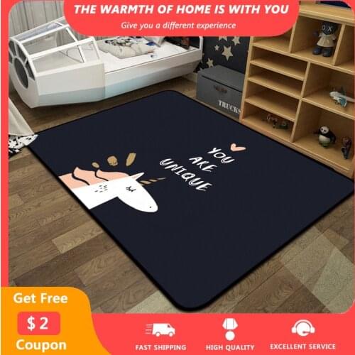Cute Unicorn Carpets for Living Room Rugs Cartoon Kid Carpet in the Nursery Non-slip Washable Area Rug Decorations for the Room