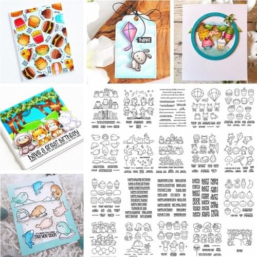 Mini Animals Phrases Gnomes Foods Clear Stamps Transparent Stamp Clear Stamps for DIY Scrapbooking Paper Card