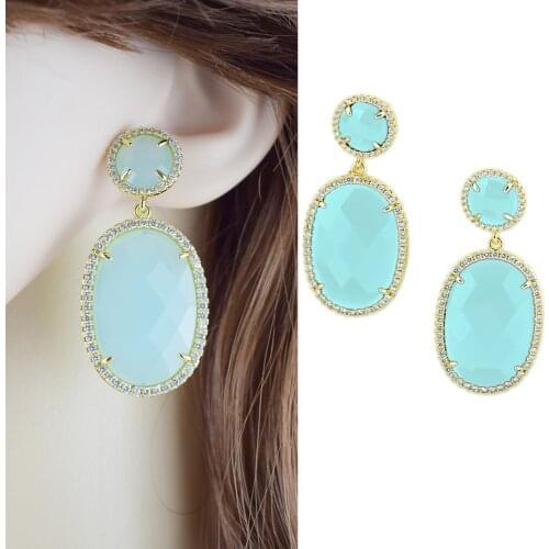 Trendy Oval AAA Cubic Zircon Crystal Earrings for Women Vintage Gold Color Wedding Party Earrings Jewelry Brinco Feminino Gift