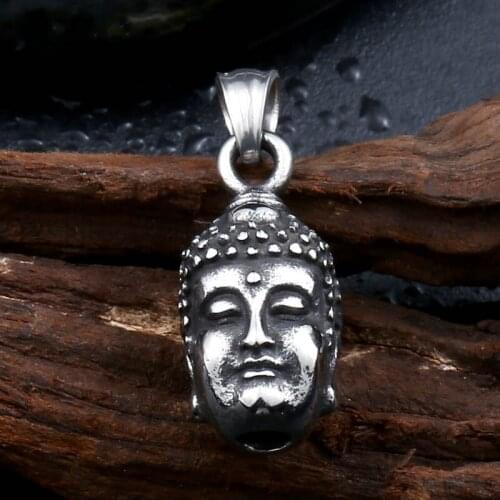 Mens Fashion Pendant 316L Stainless Steel Vintage Buddhism Head Silver Black Devil Necklaces Pendants Boys Gift Jewelry