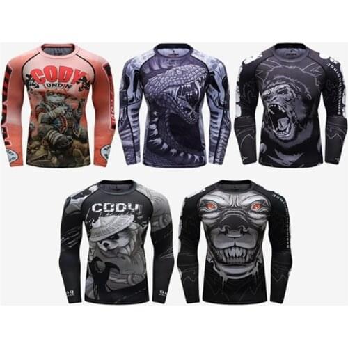 Fitness Mma Men Rashguard Jiu Jitsu Bjj Bodybuilding Long Sleeve Workout Muay Thai Sweater Compression Shirt Boxing Jersey Tees