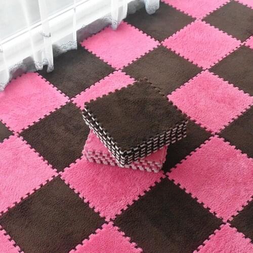 Soft Plush Carpet 30 X 30cm EVA Foam Puzzle Mat for Home Living Bed Room Climbing Carpet Fur Area Rug Stitching Velvet Floor Mat