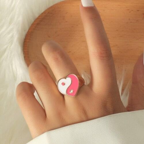 New Arrival Geometric Punk Rings Womens Gossip Love Yin and Yang Alloy Red Blue Huang Bridal Sets Rings Jewelry for Anniversary