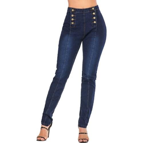 New Fashion casual Stretchy Blue Ripped Jeans Woman Denim Pants Trousers For Women Pencil Skinny Jeans Ladies High Waist