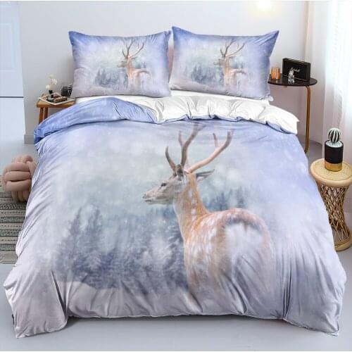 3D Beddings Comforter Cover Pillow Covers White Bed Linens Full King Queen Double Full Twin Size Animal Custom Deer Bedding Sets