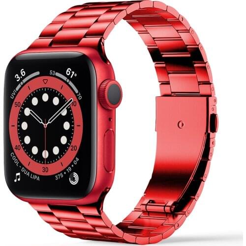 For apple watch 44mm 40mm band iwatch SE 6 5 3 42mm 38mm strap thin Stainless Steel bracelet for apple watch 6 Upgraded adapter