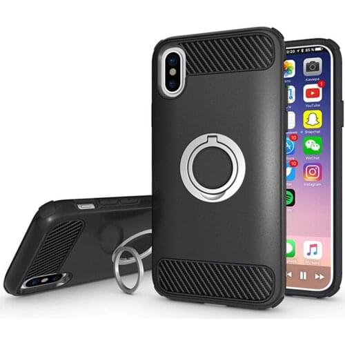 Luxury Mobile Phone Phone Case For iPhone x Metal Ring Holder Back Shell Case Fashion Ultra Slim Soft TPU Shell & Stand Bracket