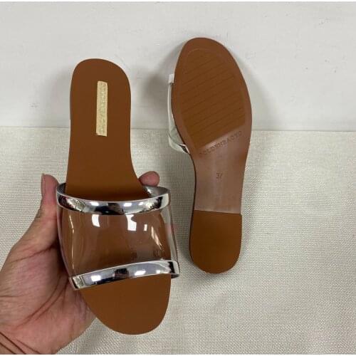 Womens summer ShoesTransparent PVC Outdoor beach slippers Woman slides slip on Flat Comfort Beach female summer Vacation Shoe