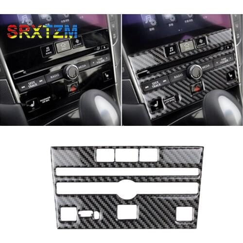 Car Styling Carbon Fiber Central Air Conditioning Cd Panel Decorative Cover Stickers Trim For Infiniti Q50 Q60 2014-2019