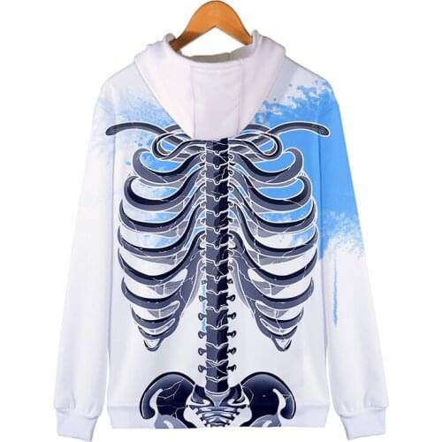 Fashion Cool People Skeleton 3d Hoody Costume Men Women Zipper Hoodies Jacket Tops Long Sleeve Boys Girls Hooded Sweatshirts 4XL