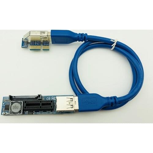PCI-E Extender PCI E 1X to 1X Riser USB 3.0 Cable SATA Power Working for Motherboard PCI-E x1 Slot Bitcoin Miner Antminer Mining