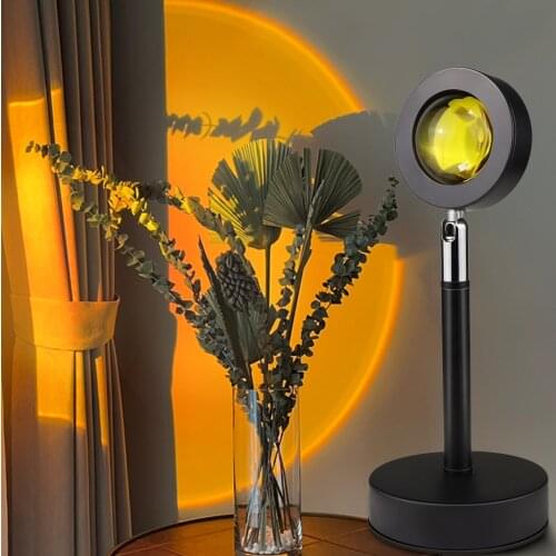 USB Projector Lamp Night Light Colorful Rainbow Sun Sunset Bedroom Bar Coffee Store Lights Wall Background Decoration Spotlight