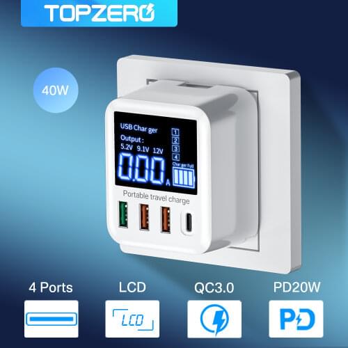 40W USB Charger QC3.0 Usb C Wall Charger 4 Port Travel Mobile Phone Adapter Fast Charger Usb Charger for iPhone 12 11 Pro xiaomi