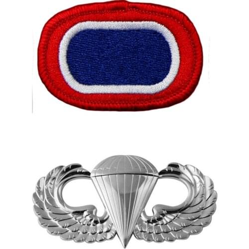 PAIR US MILITARY PARACHUTIST BADGE US JUMP WINGS BASIC AND US 82nd Airborne Division OVAL EMBROIDERY PATCH