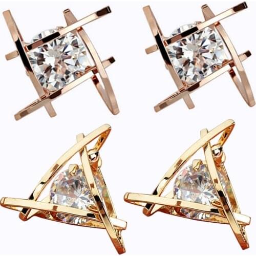 SexeMara European and American Trinkets Triangle Zircon Earrings Toe Square Zircon Stud Earrings Women Earrings Wholesale