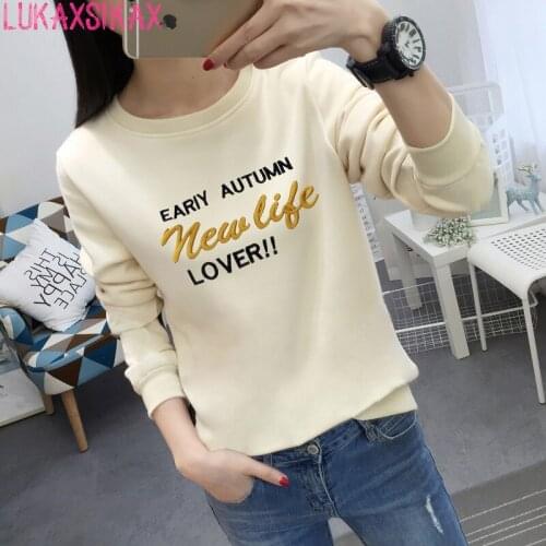 2020 New Autumn Winter Women Thicken Warm Pullover Sweatshirt Bottoming Shirt Korean Cute Embroidery Losse Casual Sweatshirt
