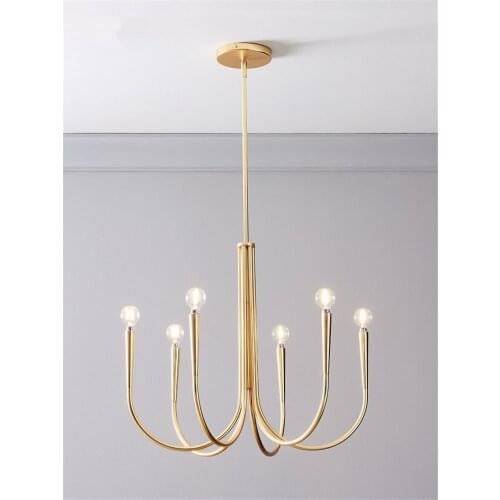 Nordic Elbow Pipe gold chandeliers lights bedroom living room dining room modern luxury retro creative art hanging lamp fixtures