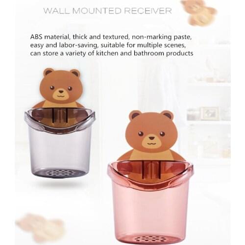 1pcs Brush Holder Toothbrush Holder Bathroom Cartoon Toothbrush Toothpaste Wall Suction Holder Rack Container Organizer