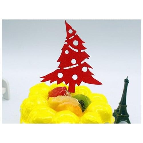 1pc Christmas Tree Cake Flags Merry Christmas Cake Flag Topper Multi Colors For Xmas Party New Years Cake Baking Decoration