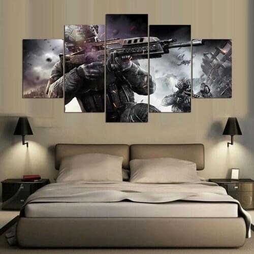 5 Pieces Wall Art Canvas Painting Game Poster Call Of Duty Black Modern Home Bedroom Decoration Framework Pictures
