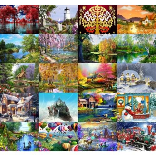5d Art Diamond Painting Diy Landscape Painting Customizable Imitation Cross Stitch Set Home Decoration Round Diamond