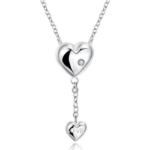 Fast Shipping 925 Pure Romantic Crystal Jewelry Love Heart Pendant Necklace Wedding Jewelry Gift For Women