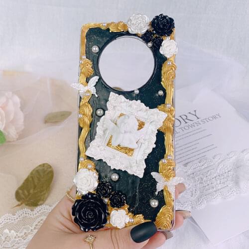 Handmade For Samsung galaxy s21 ultra 5G case Fashion baroque Angel Customized phone Cover s20 FE s9/10/s20 plus DIY cream shell