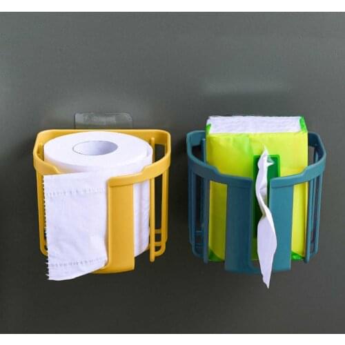 Bathroom Paper Holder Wall Mounted Toilet Paper Basket Roll Paper Organizor Tissue Box Holder Punch-free Tissue Box Holders 2021