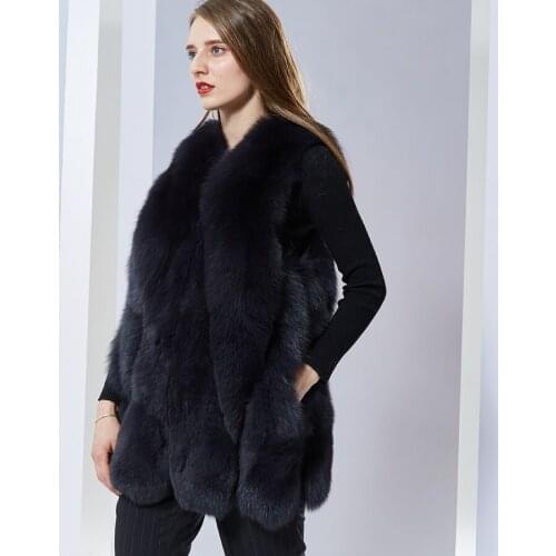 Women Warm Fashion Real Fox Fur Vest Short Winter Sleeveless Jacket Gilet Waistcoat High Quality
